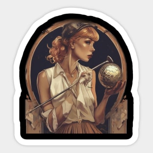 Retro lady golfer Sticker